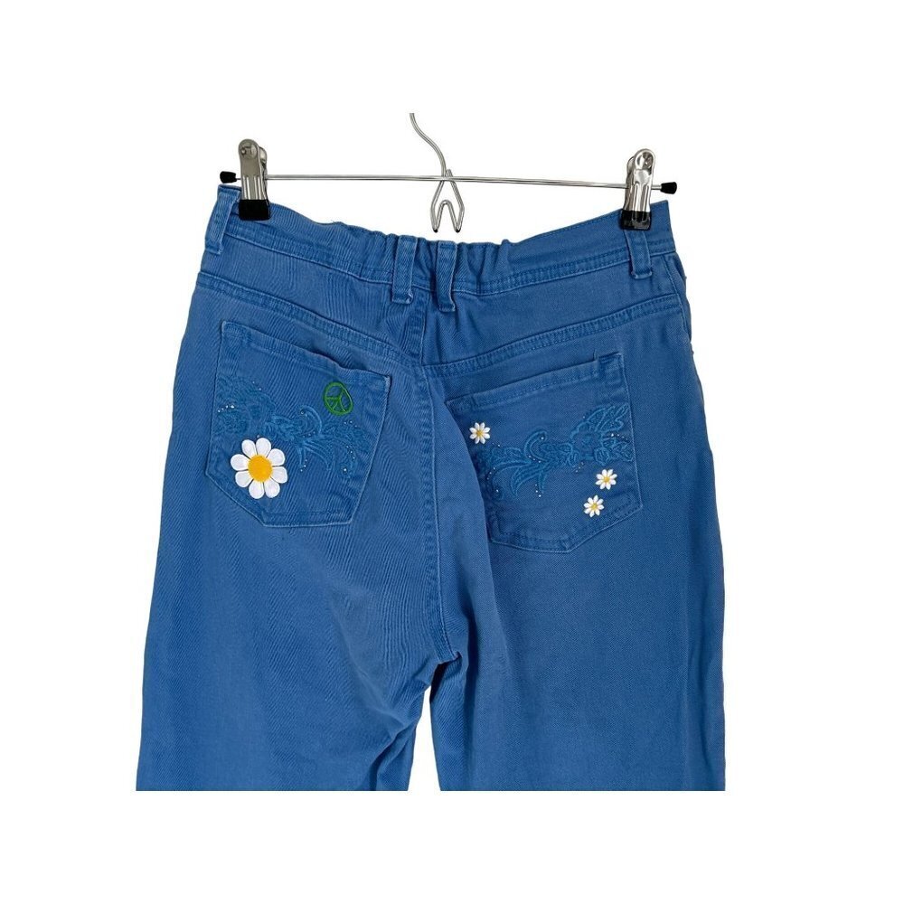 Gloria Vanderbild Blue Jeans with Daisies LOVE PEACE Embroidered Patches - Picture 6 of 14